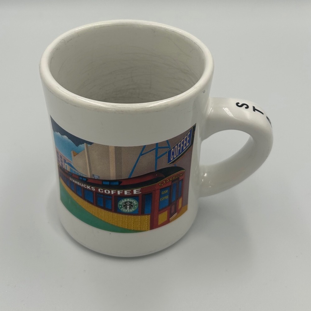 Vintage 2001 Starbucks Barista Trolley Car‎ Coffee Mug White Ceramic 16oz 010212